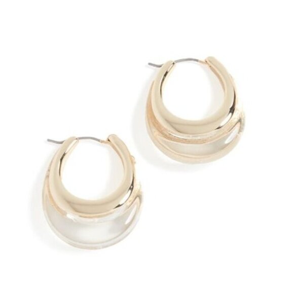 Shashi Revolve Beam Earrings 18k Gold Plated Brass Hoop - Picture 3 of 3